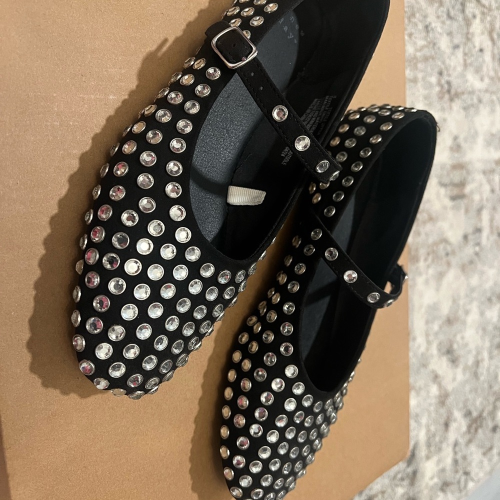 A New Day Black Studded Ballet Flats size 8